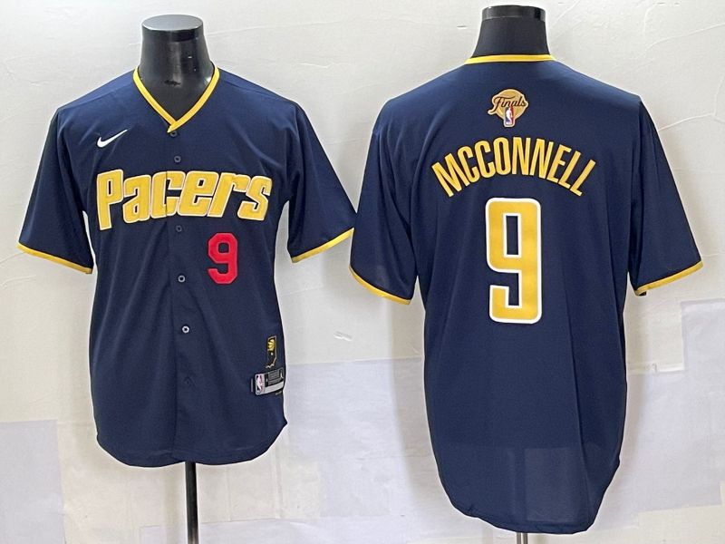 Men 2025 Indiana Pacers #9 Mcconnell Blue Joint Name NBA Jersey style 2